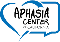 Aphasia Center of California logo with talk bubble and heart
